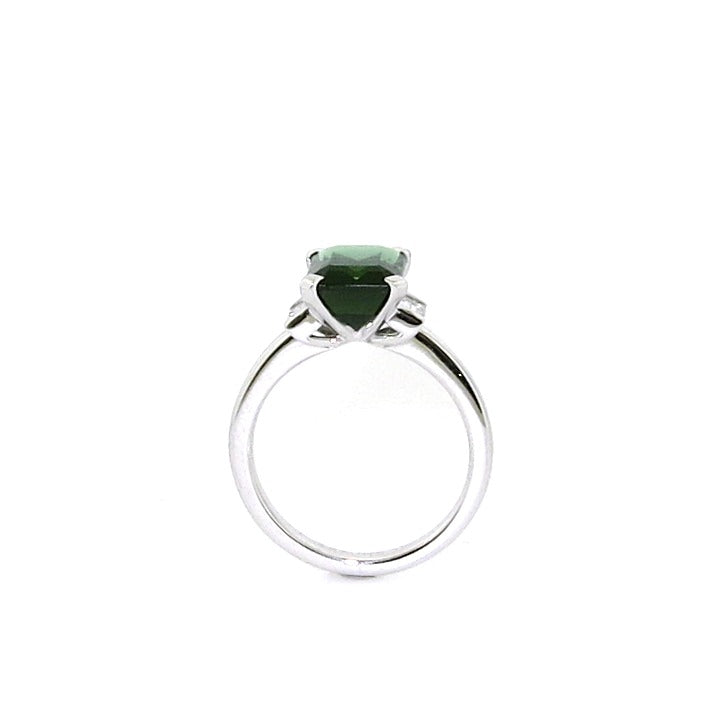 18ct white gold tourmaline and baguette diamond ring