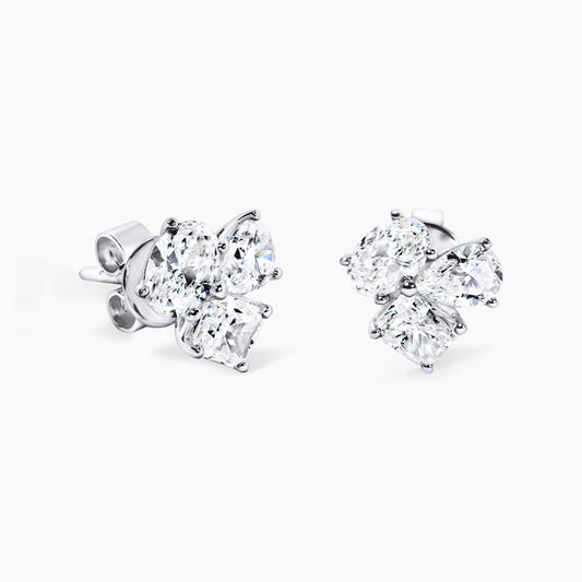 18ct white gold pear, oval radiant diamond stud earrings