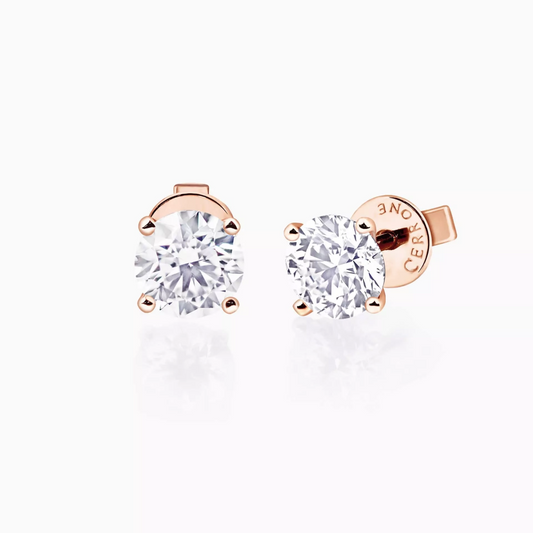 18ct rose gold 2=0.74ct diamond stud earrings