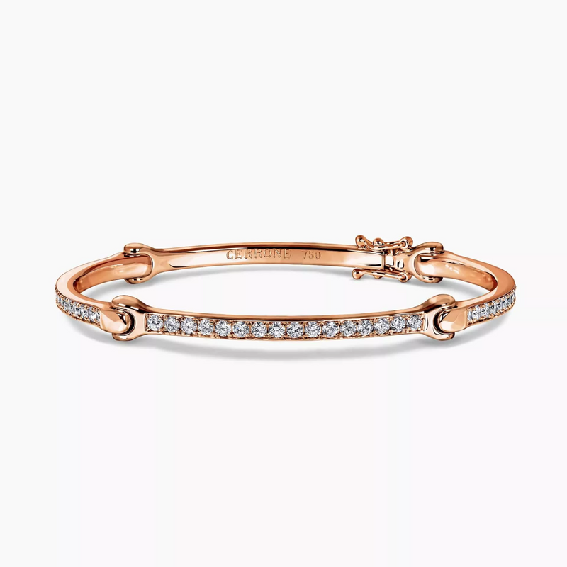 18ct rose gold diamond dog bone bracelet
