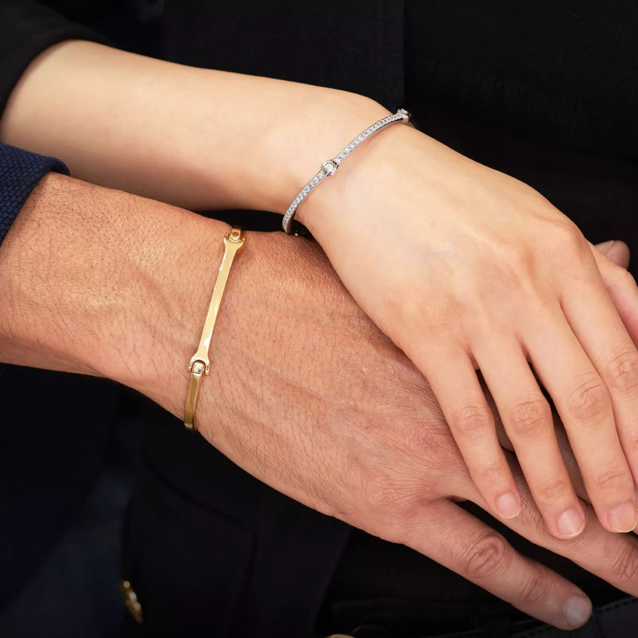 SENSI - 18ct white gold diamond dog bone bracelet