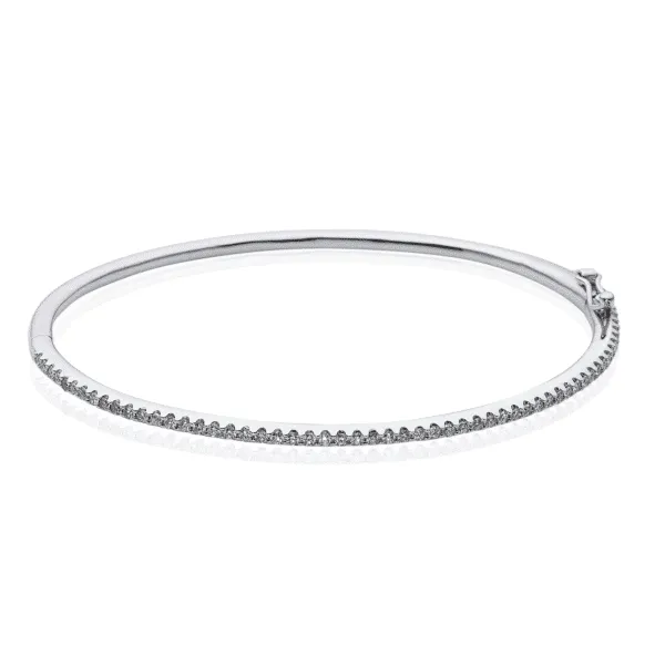 18ct white gold claw set diamond bangle