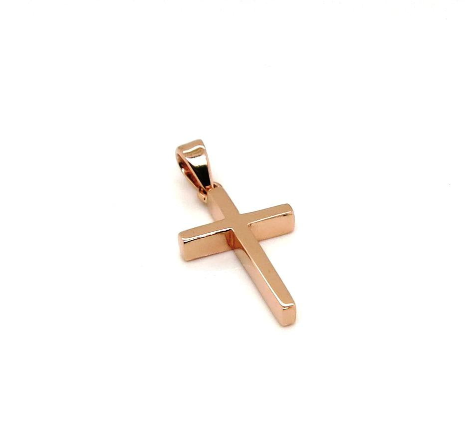 18ct rose gold plain cross pendant