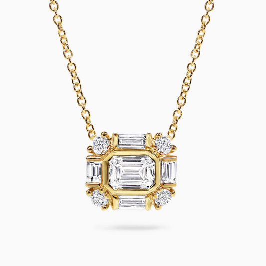 18ct yellow gold emerald cut diamond necklace from the Hampton Collection