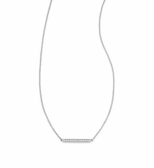 18ct white gold diamond bar necklace