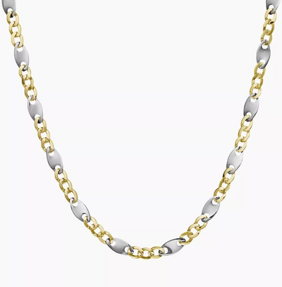 18ct white & yellow gold 60cm figaro chain