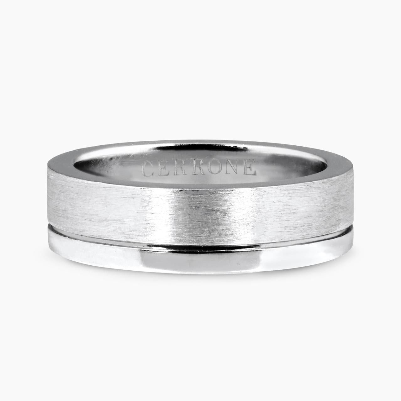 18ct white gold satin and polished finish Mens ring