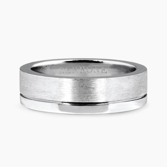 18ct white gold satin and polished finish Mens ring
