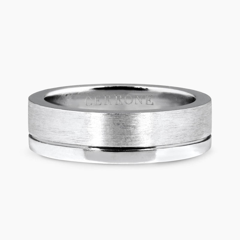 18ct white gold satin and polished finish Mens ring