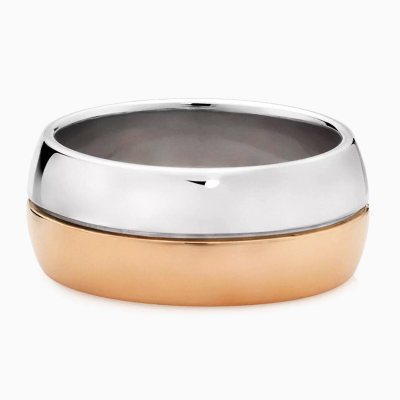 18ct rose and white gold mens ring