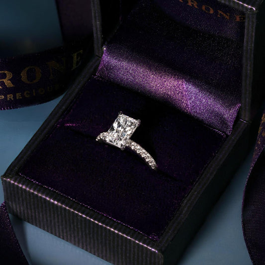 18ct white gold 2.01ct F SI1 radiant diamond ring