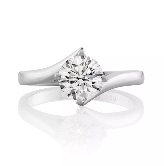 AMALFI - 18ct white gold round brilliant cut diamond solitaire twist ring