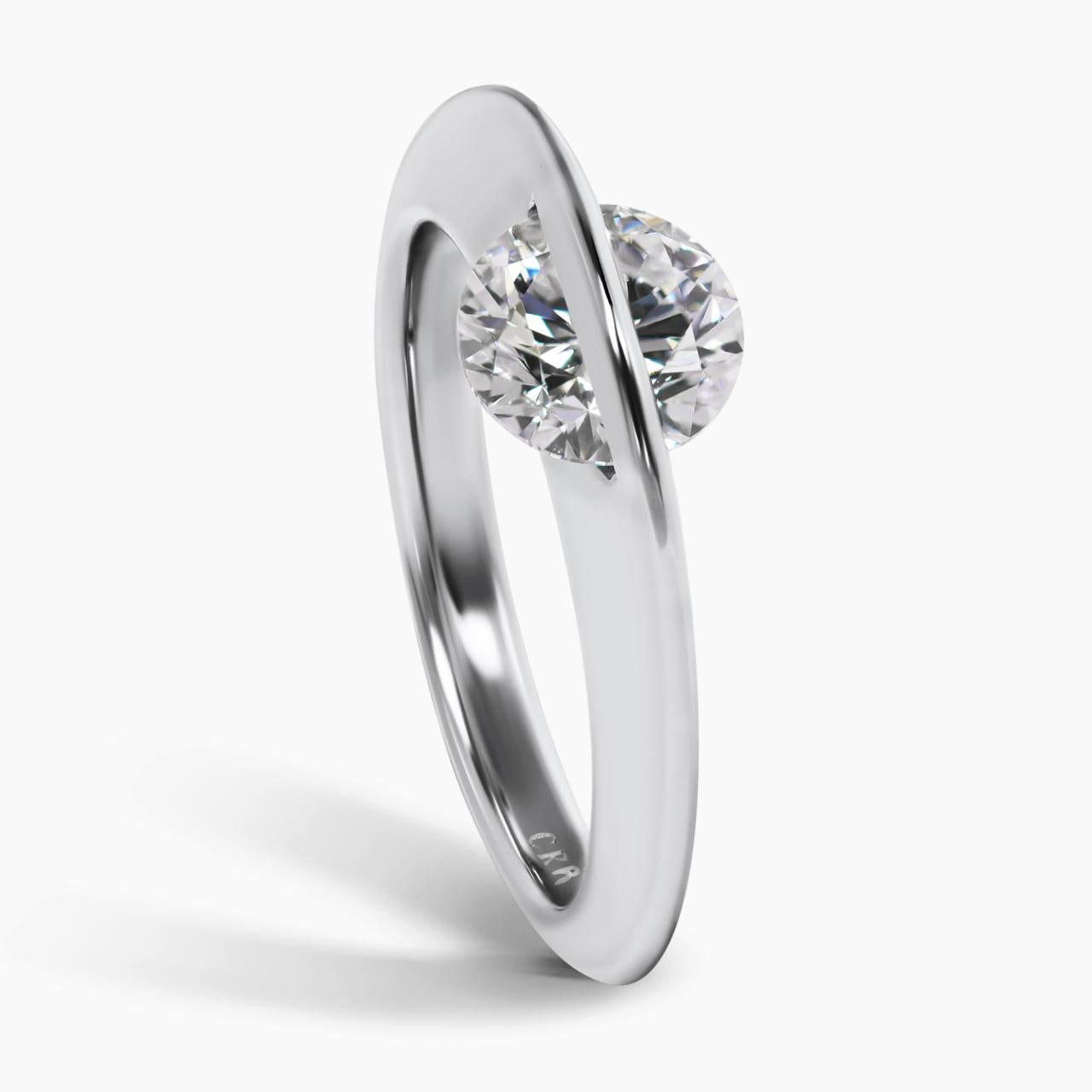 18ct white gold round brilliant cut LAB Grown Diamond ring side view