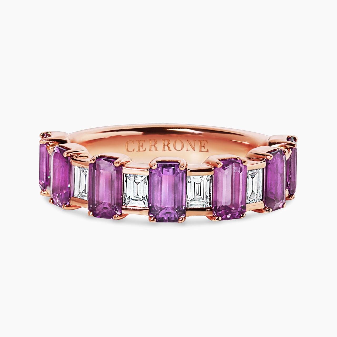 18ct rose gold diamond and purple sapphire ring