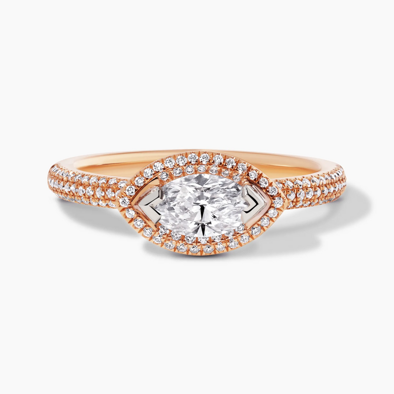 18ct rose and white gold Argyle marquise diamond engagement ring