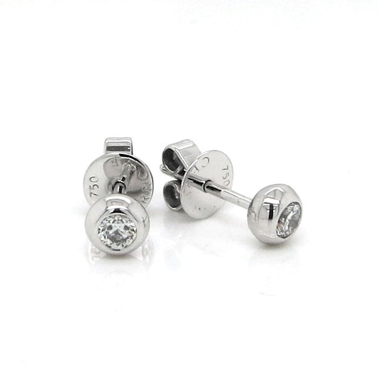 18ct white gold diamond bezel set stud earrings