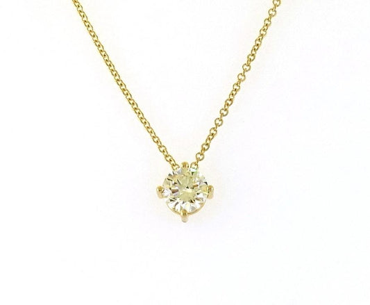 18ct yellow gold round diamond solitaire necklace