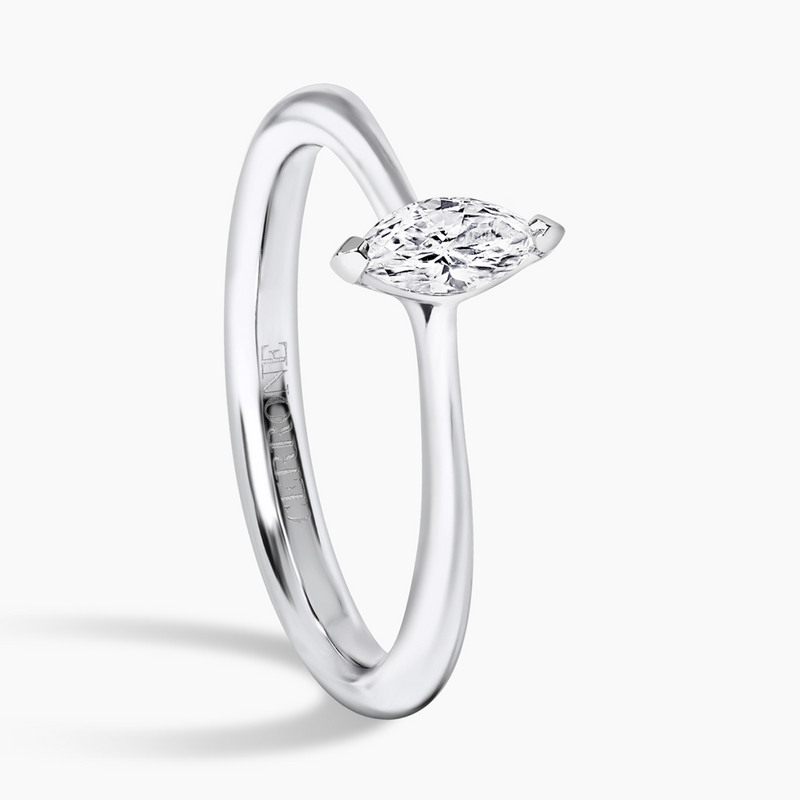 18ct white gold marquise cut diamond solitaire ring side profile