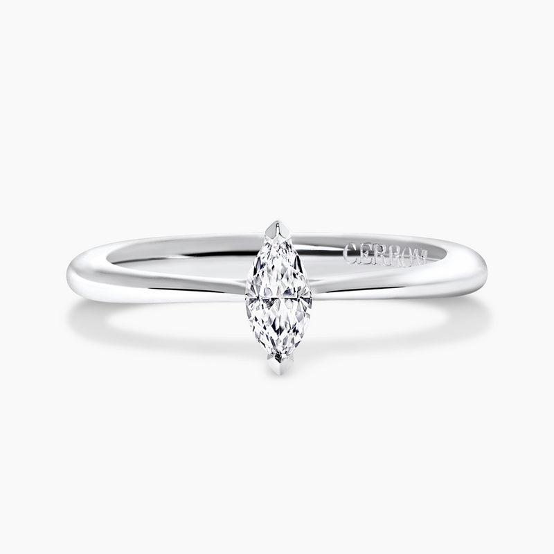 18ct white gold marquise cut diamond solitaire ring