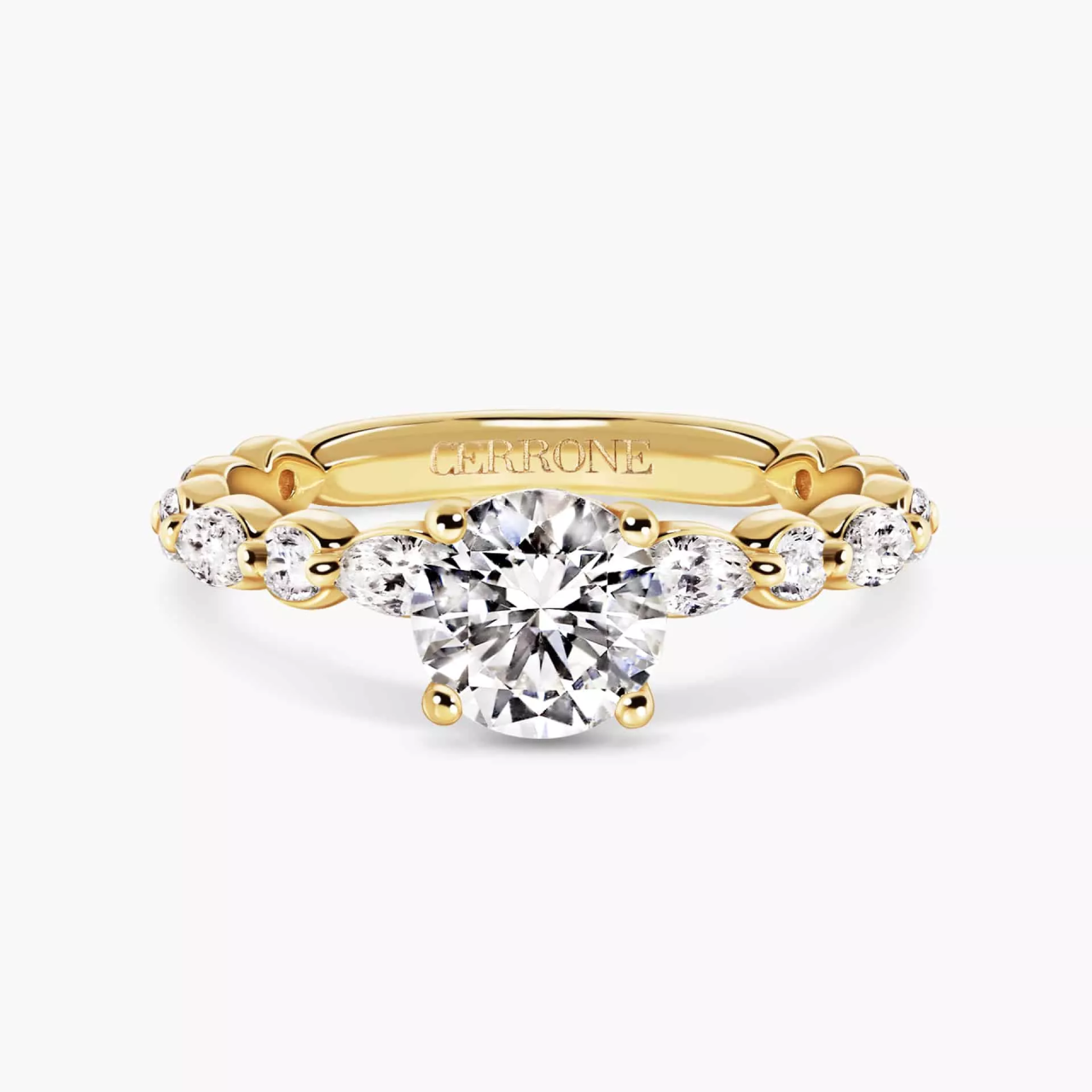 18ct yellow gold round brilliant and marquise cut diamond ring