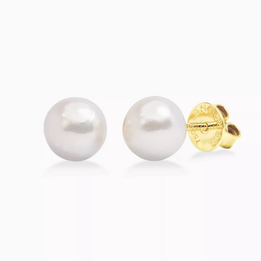 18ct yellow gold pearls stud earrings