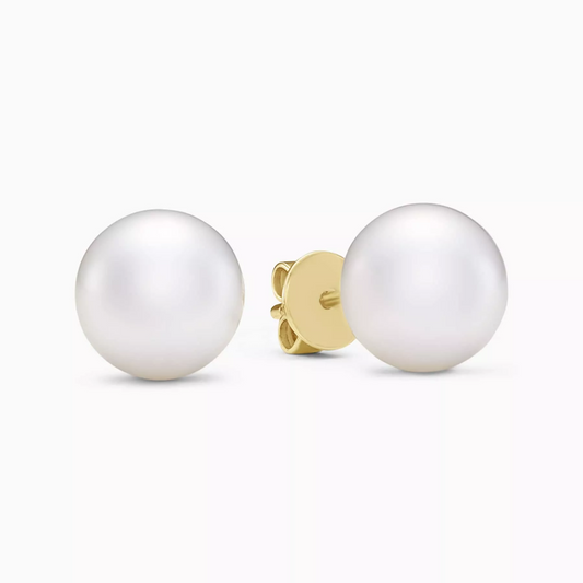 18ct yellow gold 9.3mm South Sea pearl stud earrings