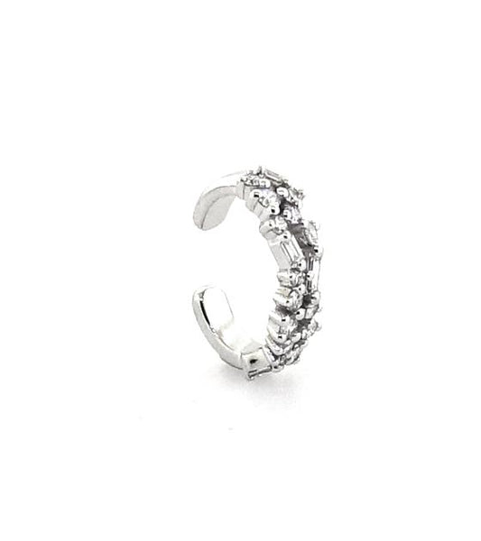 18ct white gold round and baguette cut diamond ear cuff