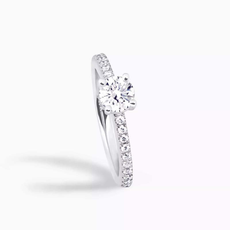 18ct white gold round brilliant cut diamond ring side profile
