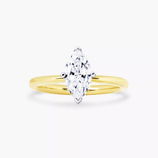 POSITANO - 18ct yellow and white gold marquise cut pinched band diamond ring.