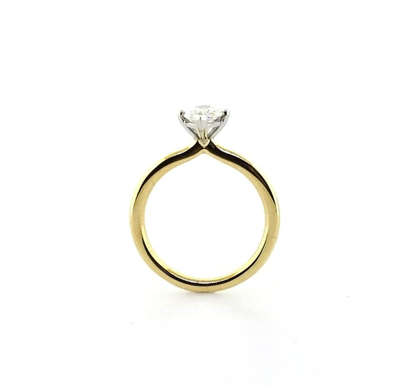 18ct yellow and white gold marquise cut pinched band diamond ring