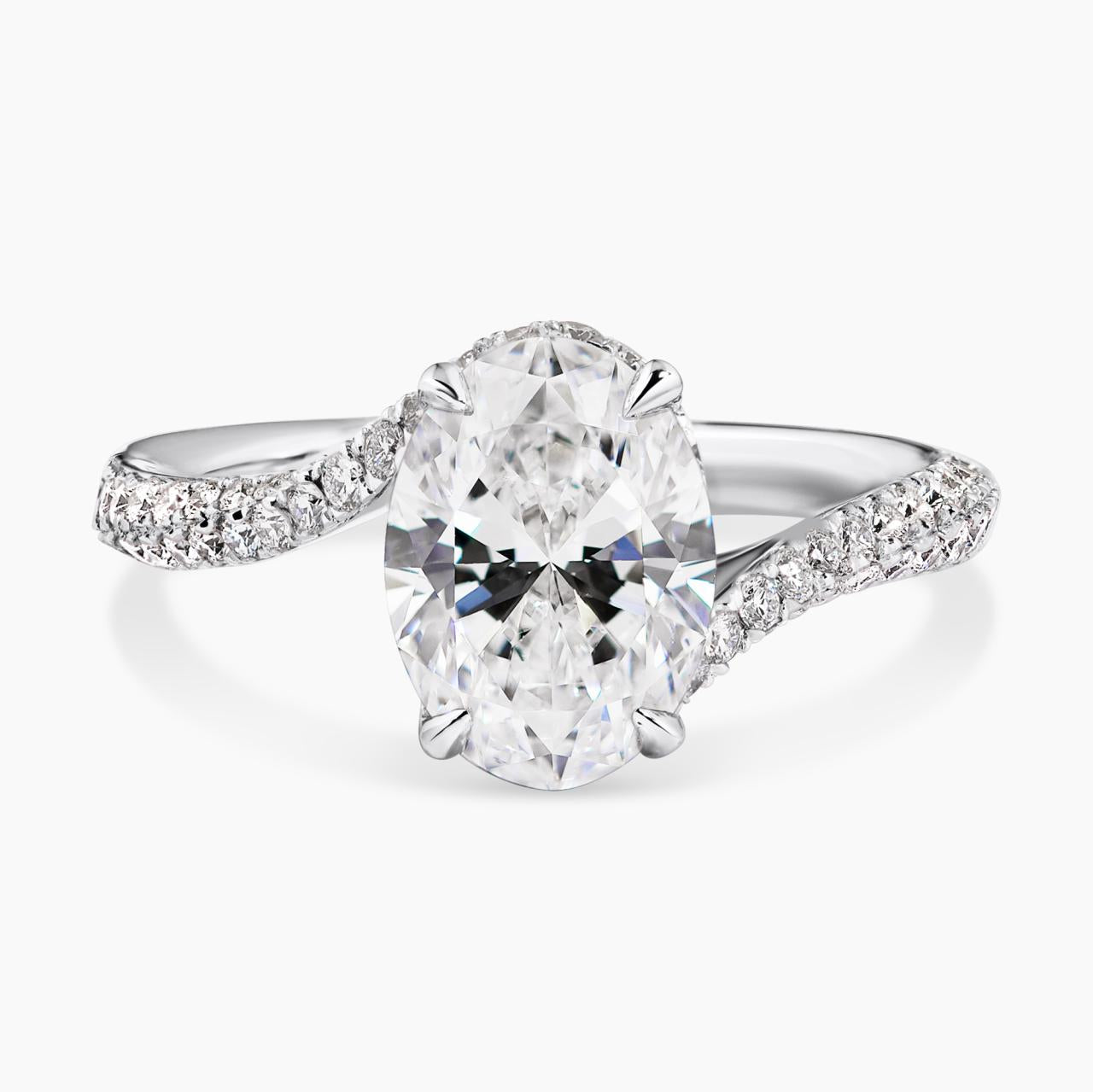 PIEGA - 18ct white gold oval and round brilliant cut pave set diamond ring