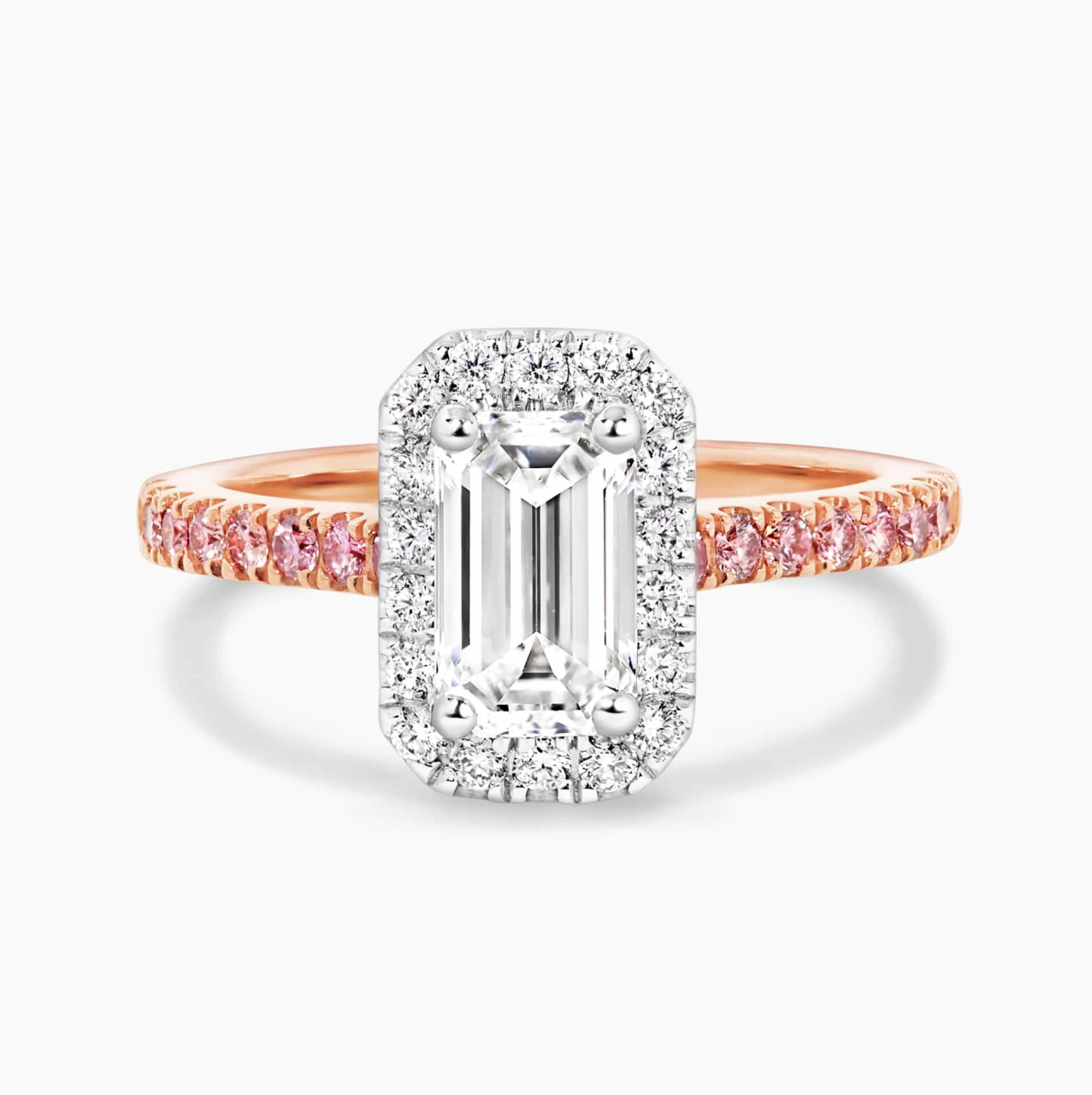 VERNAZZA - 18ct rose and white gold pink and white diamond halo ring