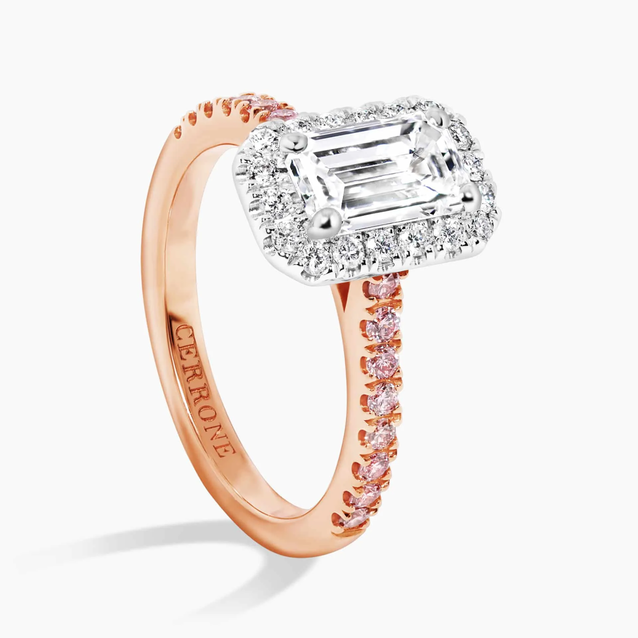 VERNAZZA - 18ct rose and white gold pink and white diamond halo ring