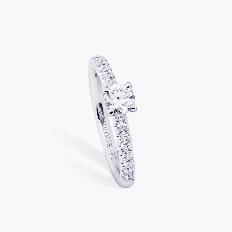 Platinum round brilliant cut diamond ring side profile