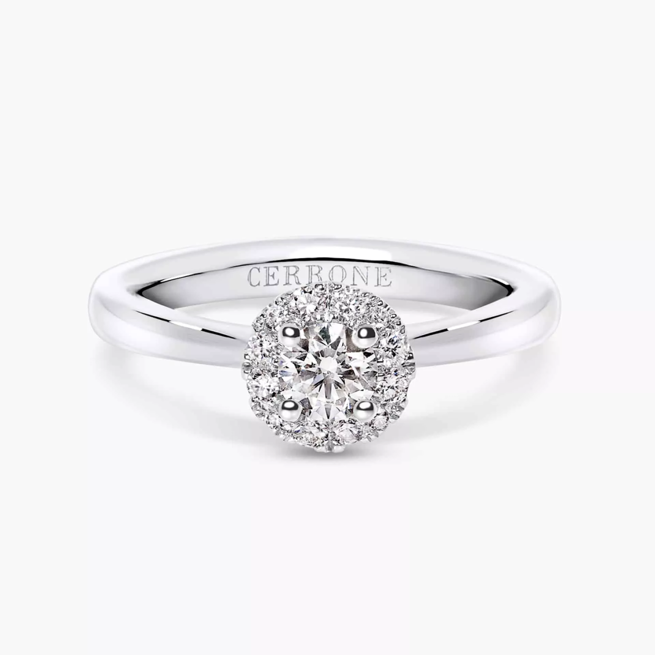Platinum 0.30ct G SI1 round brilliant cut diamond halo ring