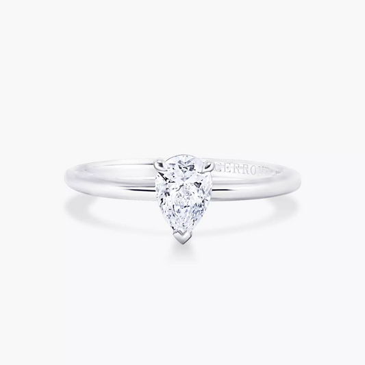 18ct white gold pear cut diamond solitaire ring