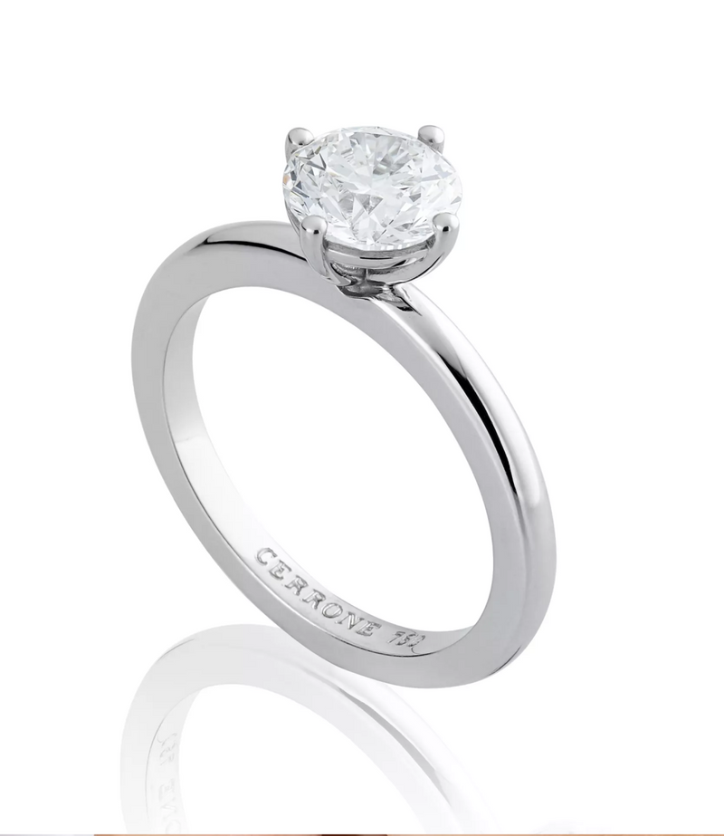18ct white gold diamond solitaire ring side profile