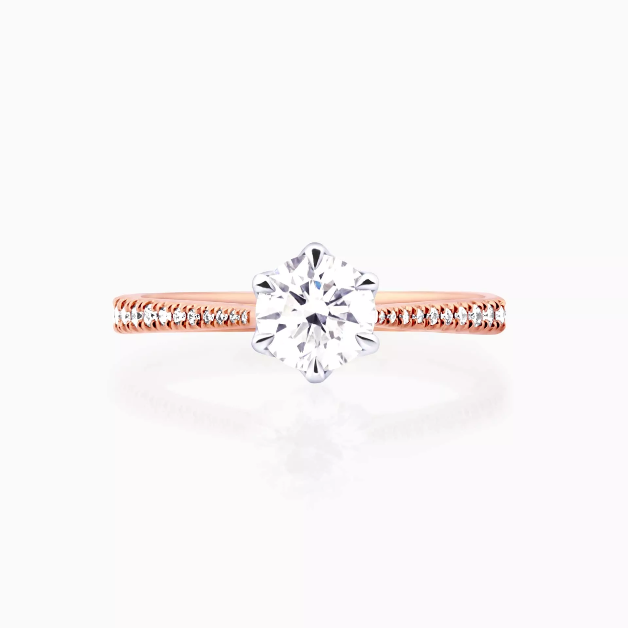 FLORENCE UPSWEPT - 18ct rose and white gold round brilliant cut tulip setting upswept diamond ring