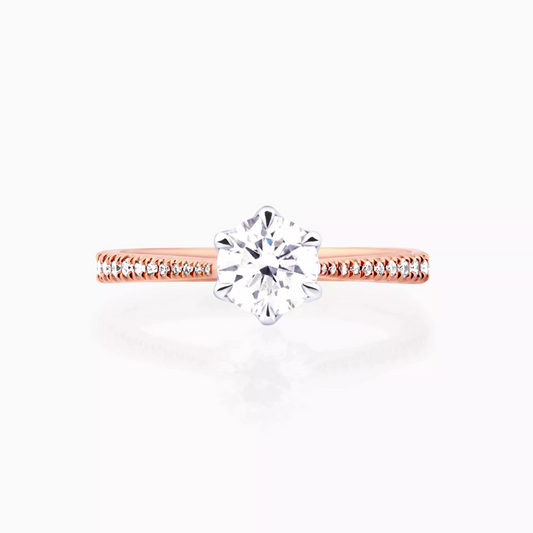 FLORENCE UPSWEPT - 18ct rose and white gold round brilliant cut tulip setting upswept diamond ring