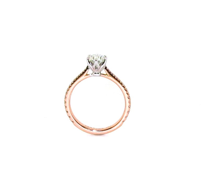 FLORENCE UPSWEPT - 18ct rose and white gold round brilliant cut tulip setting upswept diamond ring