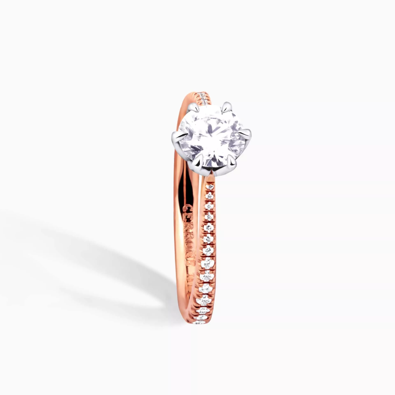 FLORENCE UPSWEPT - 18ct rose and white gold round brilliant cut tulip setting upswept diamond ring