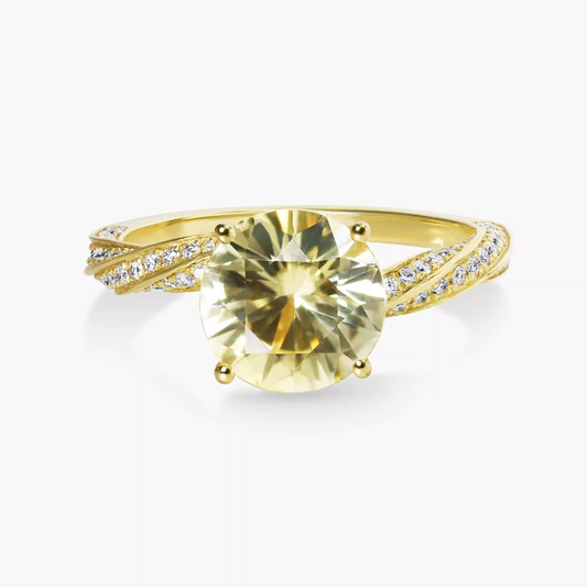 18ct yellow gold yellow sapphire and diamond ring