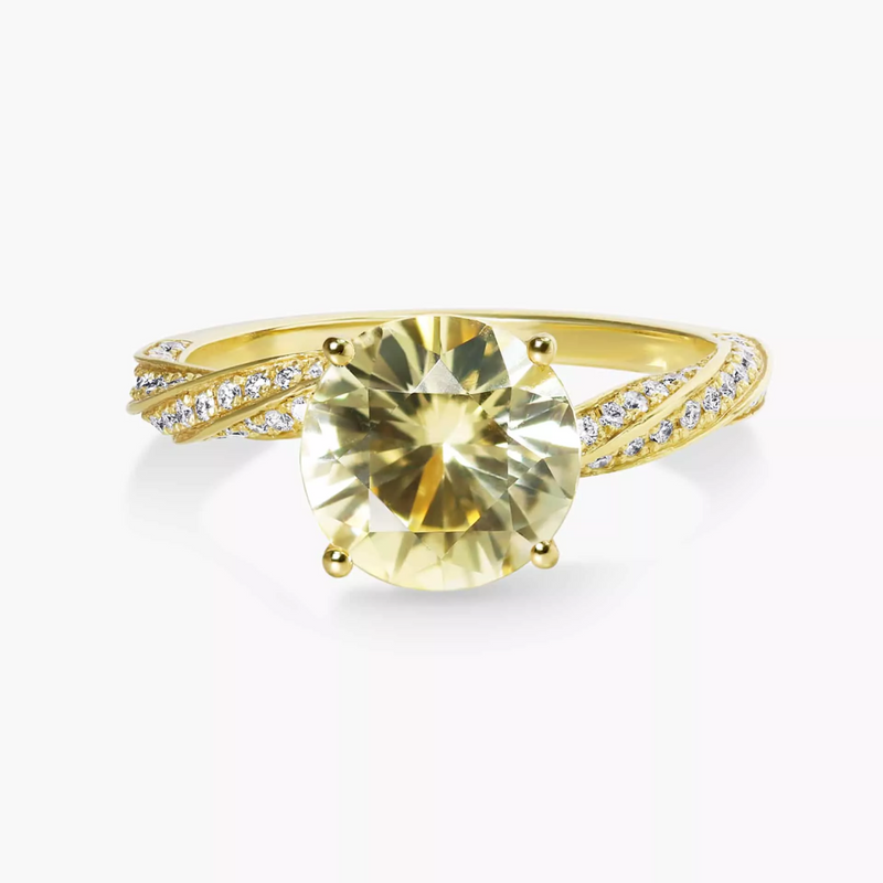 18ct yellow gold yellow sapphire and diamond ring