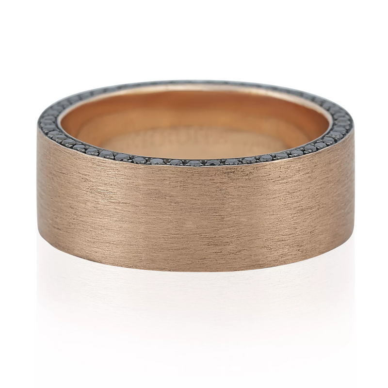 18ct rose gold 100=0.57ct black round brilliant cut diamonds Mens ring