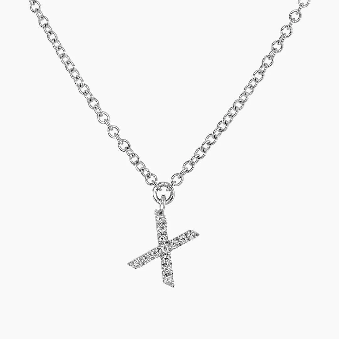 18ct white gold diamond initial ‘X’ necklace