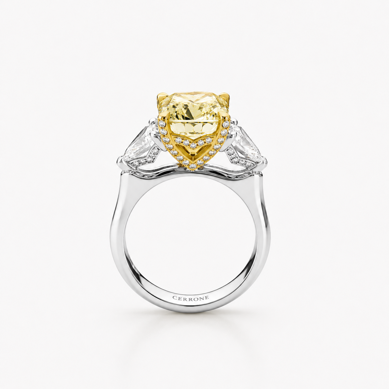BRILLANTE 18ct white and yellow gold yellow and white diamond trilogy engagement ring