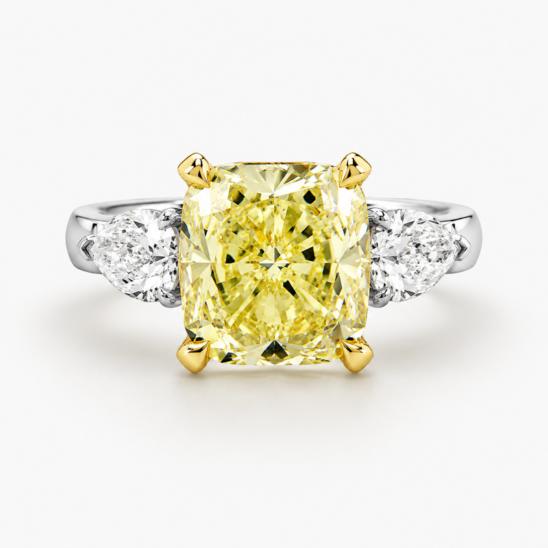BRILLANTE - 18ct white and yellow gold yellow and white diamond trilogy engagement ring