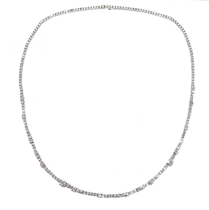 18ct white gold 11.98ct round brilliant cut diamond tennis necklace