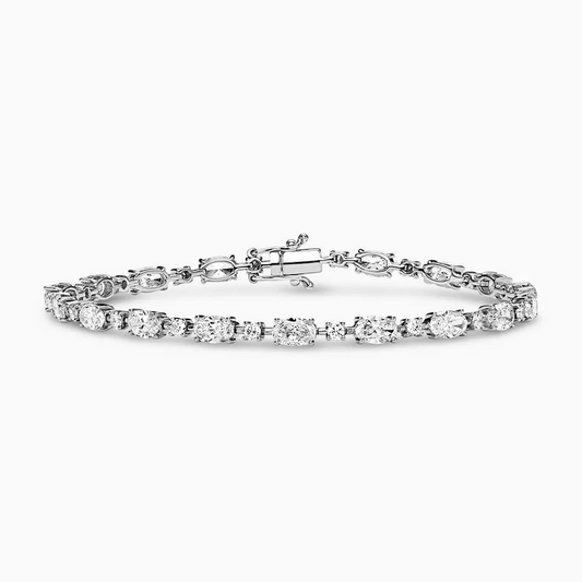 18ct white gold 36=6.57ct oval and round brilliant cut diamond tennis bracelet