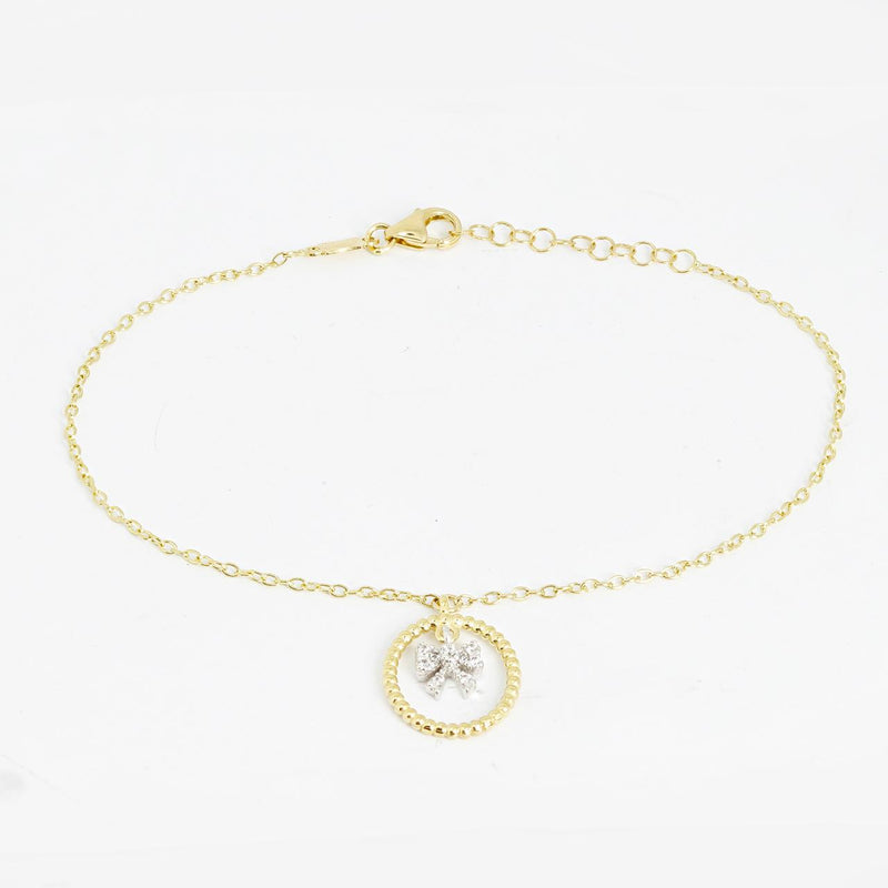 18ct yellow gold diamond bow bracelet